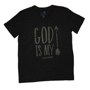 SIMPLY FAITHFUL Shirt Women's Sz M Black Top Preppy Strong Courageous Tee Blouse
